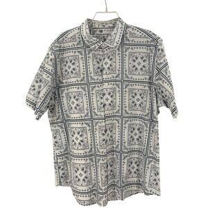 Southern Proper Mens Short Sleeve Button Down Shirt Blue Paisley Print Size XXL